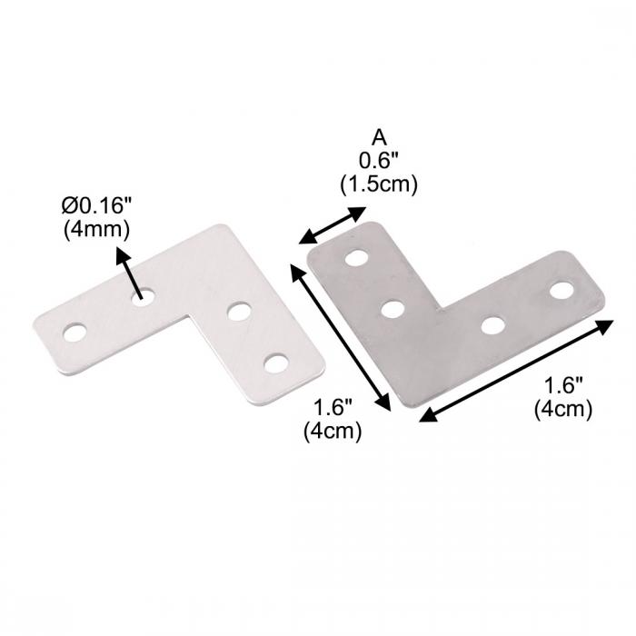 uxcell アングルブラケット パティオ ステンレススチール製 シェルフ コーナー ブレース アングルブラケット 4 x 4 x0.1cm 4個入り 3