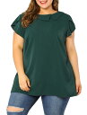 Agnes Orinda Tシャツ プラスサイズ ピーターパンカラー オーバーラップスリーブ シフォン サマートップス 母の日 レディース ダークグリーン 4XL