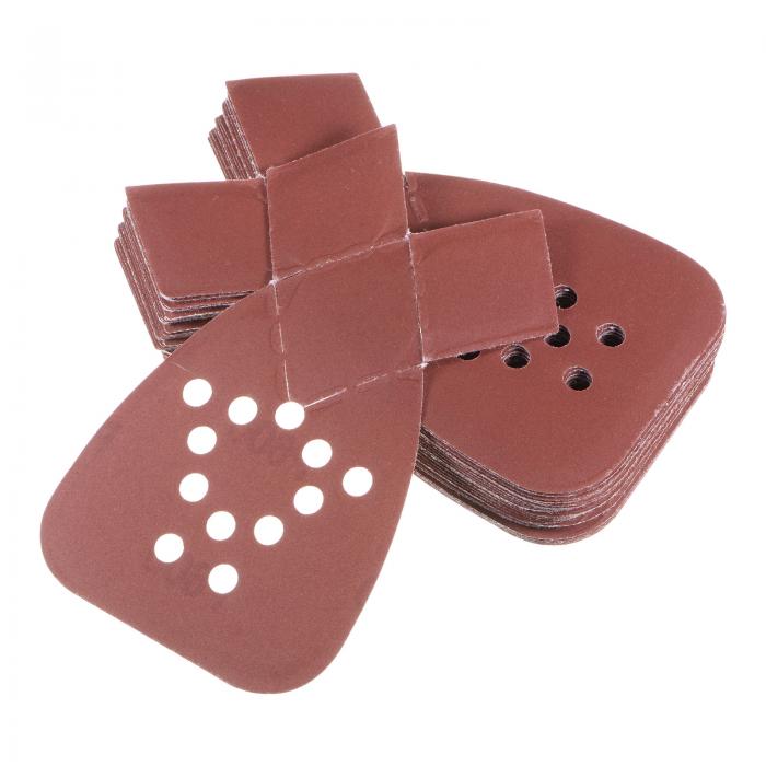 uxcell 24個のフック＆ルー プサンドペーパー600グリット12穴三角サンディングパッドシートマウスディテールサンダーペーパーオシレーティングツールサンドペーパー 予備の先端付き 木材金属用