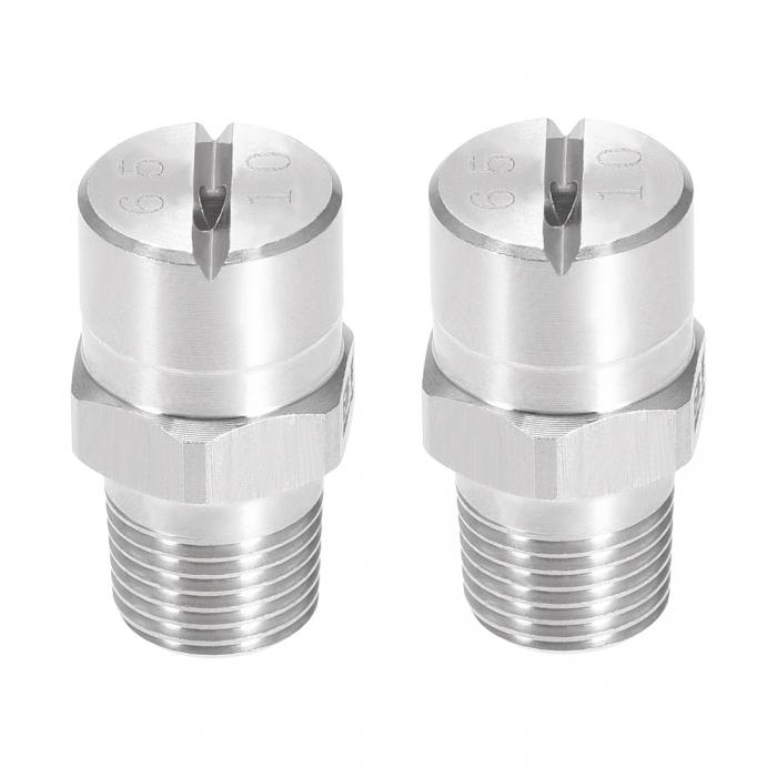 uxcell フラットファンスプレーチップ 1/8BSPTオス スレッド304ステンレス スチールノズル 2個 1 / 8BSPT（65度、2.0mmオリフィス）