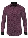 Lars Amadeus ヒョウ柄 シャツ 長袖 ボタンダウン ビジネス メンズ ブルゴーニュ L(4)