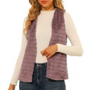 Allegra K ベスト ジャケット フェイクファー ノースリーブ ふわふわ オープンフロント カジュアル ファッション レディース ダークピンク S(4)