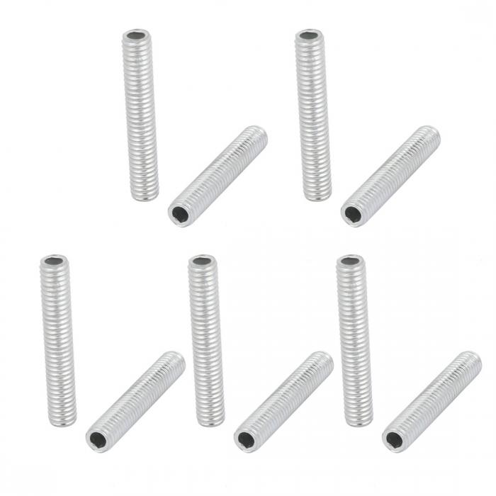 uxcell ランプパイプニップル M6スレッド 35mm長さ 中空 ランプ修理部品 ハードウェア ランプ ライト用 亜鉛メッキ シルバートーン 10個入り