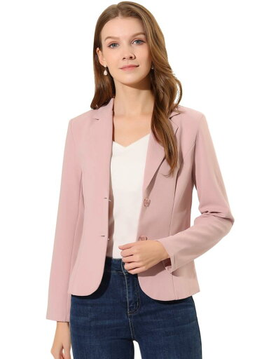 Allegra K ジャケット スーツブレザー ラペルカラー ビジネス 通勤 オフィス 伸縮性 レディース ダークピンク XS Allegra K ジャケット スーツブレザー ラペルカラー ビジネス 通勤 オフィス 伸縮性 レディース ダークピンク XS