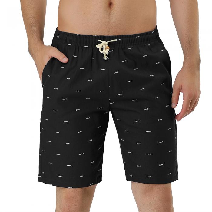 Lars Amadeus ショートパンツ ボードショーツ スイムショーツ エラスティックウエストバンド ポケット付き 柄 ビーチ メンズ ブラック 28