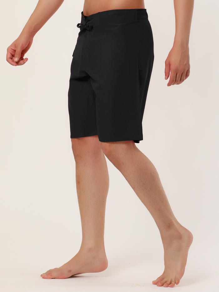 Lars Amadeus メンズ サーフパンツ ボードショーツ スイムショーツ 無地 伸縮性ウエスト ビーチ 水着ショーツ ブラック 34