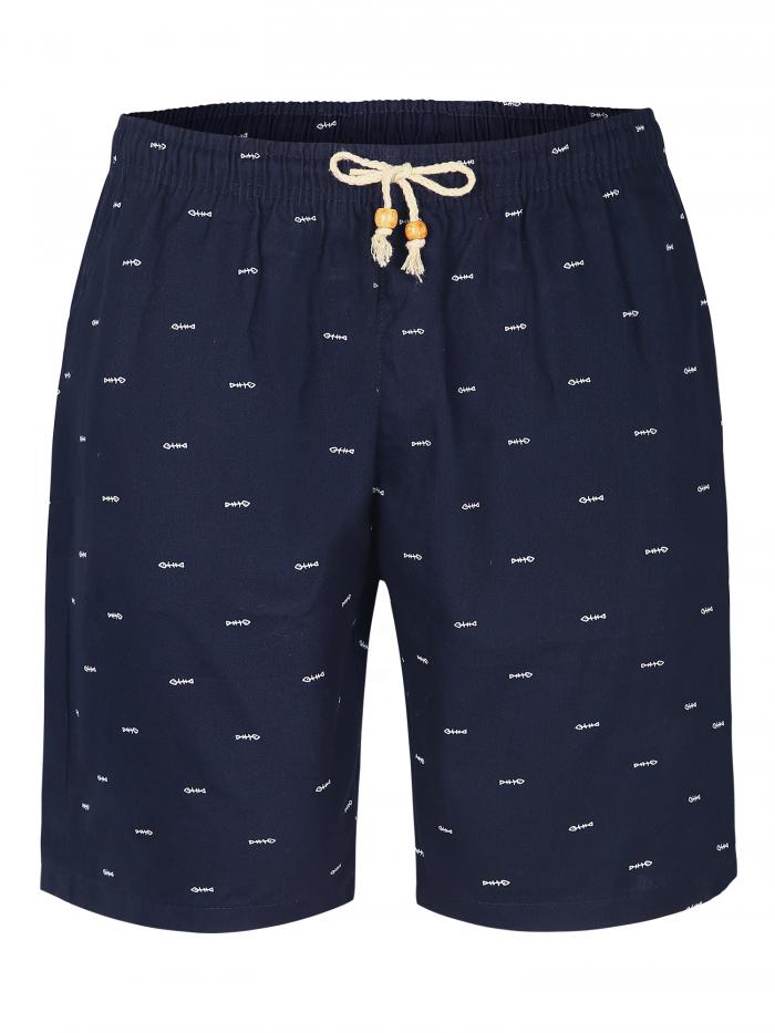 Lars Amadeus ショートパンツ ボードショーツ スイムショーツ エラスティックウエストバンド ポケット付き 柄 ビーチ メンズ ネイビーブルー 34