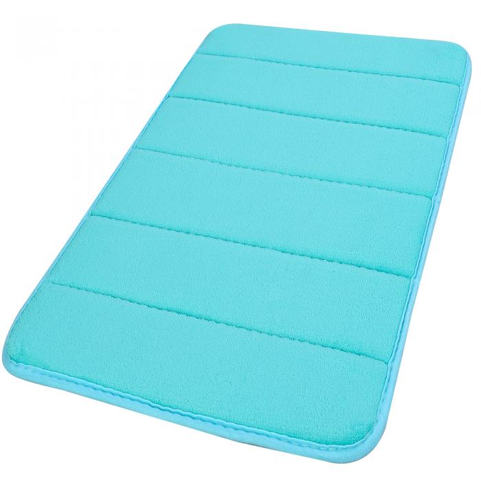 uxcell Bath Rugs Non-slip Soft Memory Foam Carpet Floor Mat Turquoise Blue 24 x 16 Inch