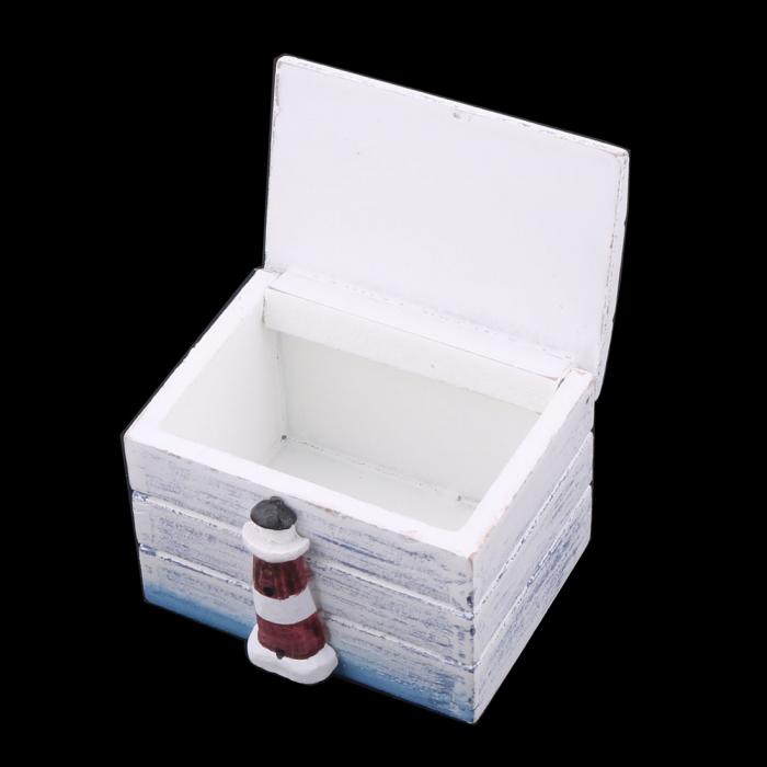 uxcell ジュエリーボックス 宝箱 木製ボックス 収納 小物入れ リングケース 小物収納 海軍風 3