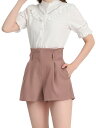 Allegra K ショートパンツ 短パン ショーパン ハイウエスト ウエストリボン ポケット付き レディース ダークピンク S(4)