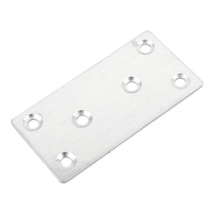 uxcell Furniture Stainless Steel Flat Repair Plate Angle Bracket Silver Tone