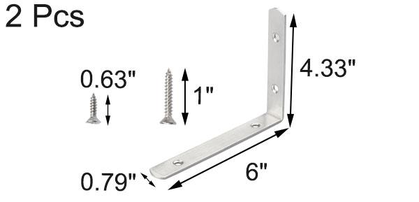 uxcell アングルブラケット ステンレス鋼 ブレースファスナー 棚サポート ネジ付き 150 x 110mm 2個入り 2