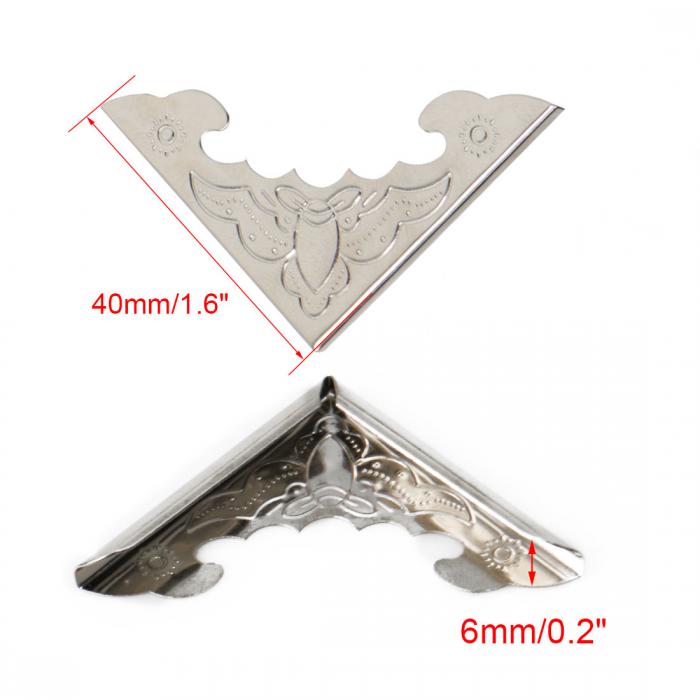 uxcell ボックスコーナープロテクター アンティーク調 ビンテージガードエッジカバー ブックスクラップブックアルバムジュエリー ボックスコーナー装飾 シルバートーン 4個いり [2]