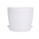 uxcell 鉢 フラワーベース 花器 植木鉢 バルコニー 庭園 ホテル プラスチック製 植木鉢 ホルダー ホワイト トレイ付き