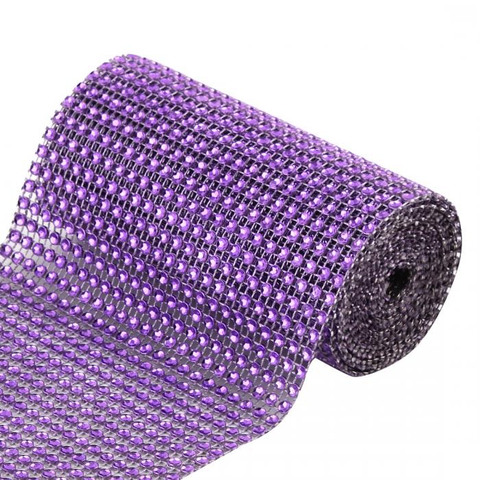 uxcell メッシュダイヤモンドリボン キデコレーションラインストーン ウェディングパーティーケーキ プラスチック 182 cm 紫の