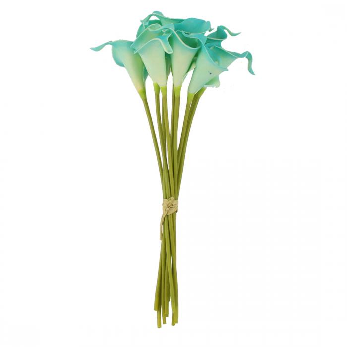 uxcell 造花 インテリア 人工のフラワーブーケ 人工花束 人工の花 カラユリ PU プラスチック 結婚式やパーティーの装飾 シアン ライトブルー 10個