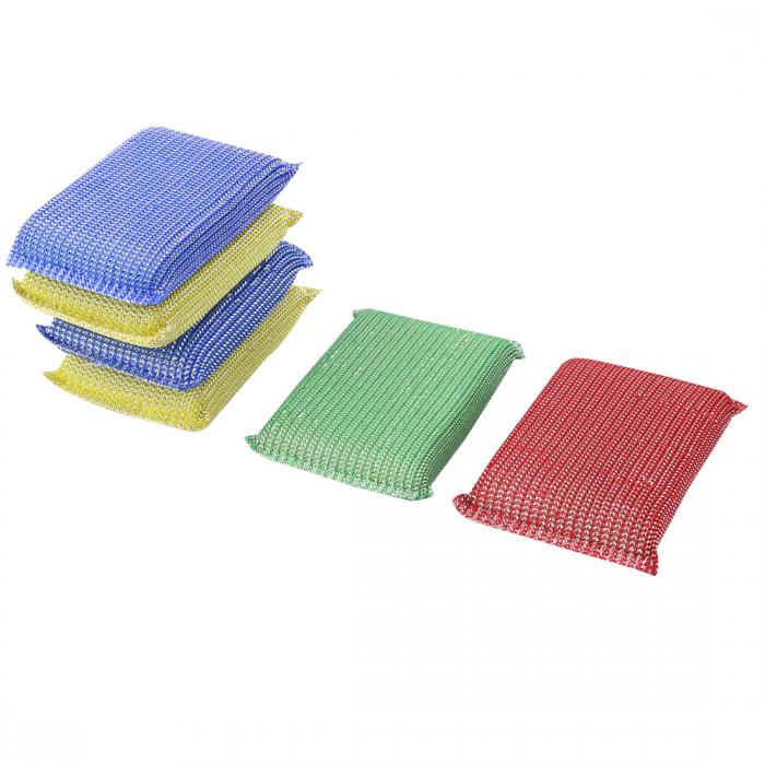 uxcell 台所 ボール 皿 スポンジ 長方形 たわし 洗い クリーナ パッド 6個入り