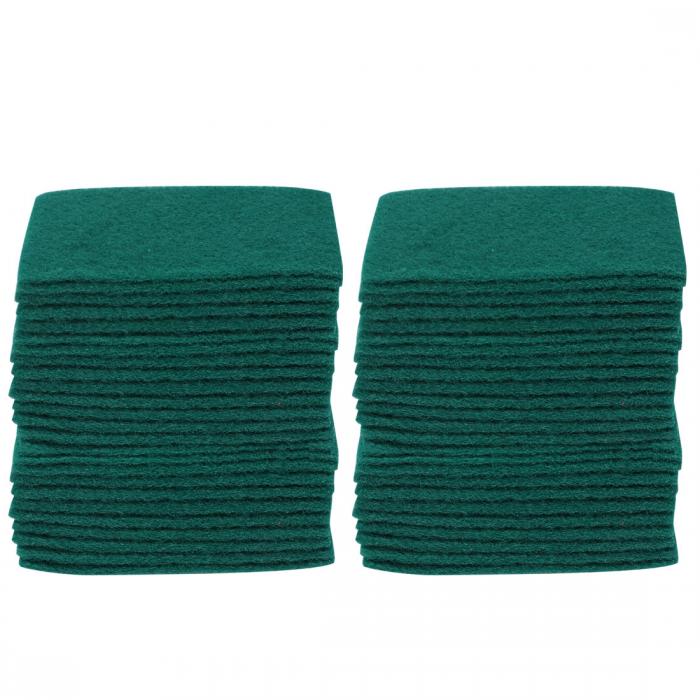 uxcell 精練パッド 非スクラッチ 精練スポンジスクラブパッド 精練キッチン用 食器洗い機用 緑 15x10x0.6cm 50pcs