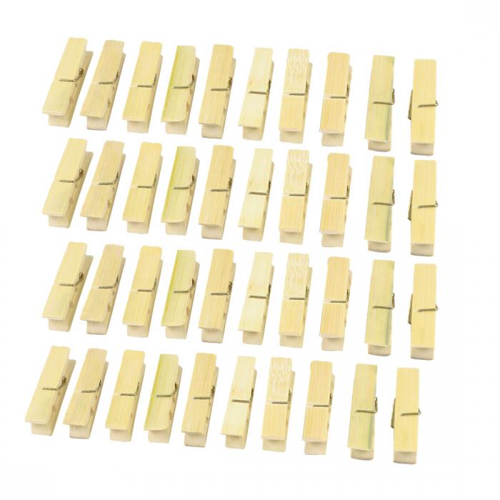 uxcell カーテンクリップ カーテンフック スプリングクリップ ベージュ 家庭用 40 個 竹製 金属