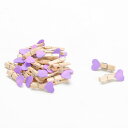 uxcell ミニスプリングペグ 多目的クリップ 写真クランプ 50個入り プラスチック 木製 ウッドカラー、パープル