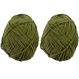 uxcell 織り糸 編み糸 コットンブレンド 家庭用 DIYセーター スリッパに適用 オリーブグリーン 100g 2玉セット