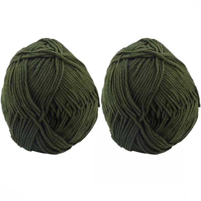 uxcell 織り糸 かぎ針編み糸 家庭用 DIYスカーフ ソックスに適用 アーミーグリーン 100g 2玉セット