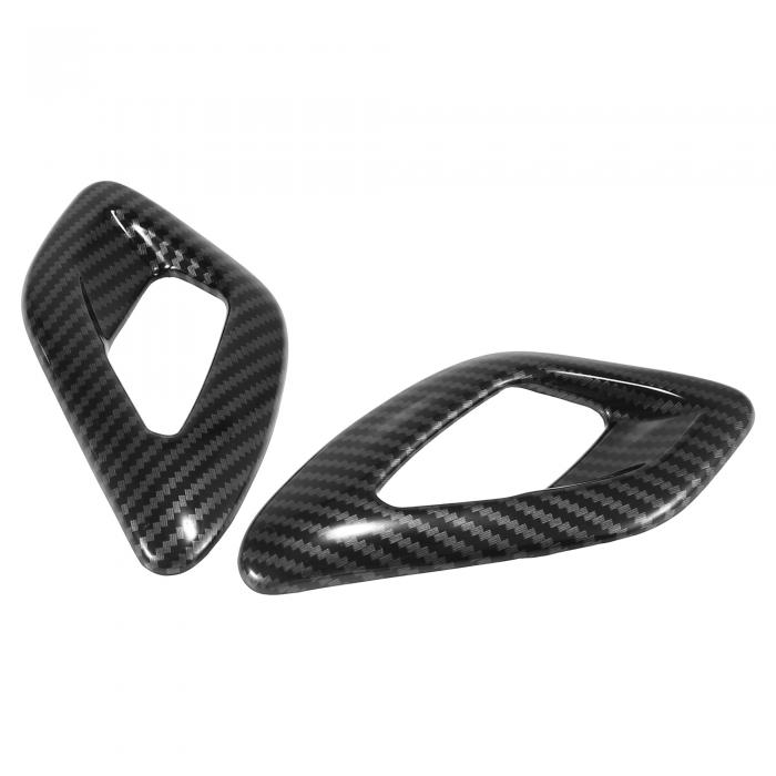 X AUTOHAUX 車内ドアハンドルボウルカバートリム装飾 炭素繊維パターン 内側のドアボウルトリムステッカー装飾 Dodgeに対応 Challengerに対応 2011-2019に対応 2個