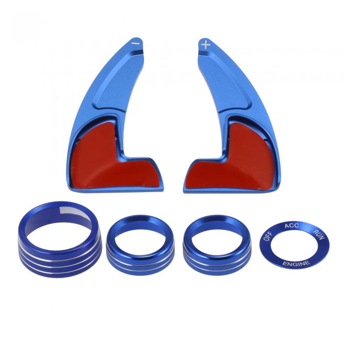 X AUTOHAUX ステアリングホイールシフトパドルエクステンショントリム エアコンスイッチノブカバーセット Dodgeに対応 Charger Challengerに対応 Chryslerに対応 200 300に対応 Jeepに対応 ブルー