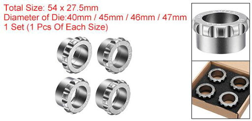 uxcell 時計ケースオープナーダイス ケース取り外しツール スクリューバックオープナー 40/44/45/47 mm 時計修理用 クロームスチール 黒 4個