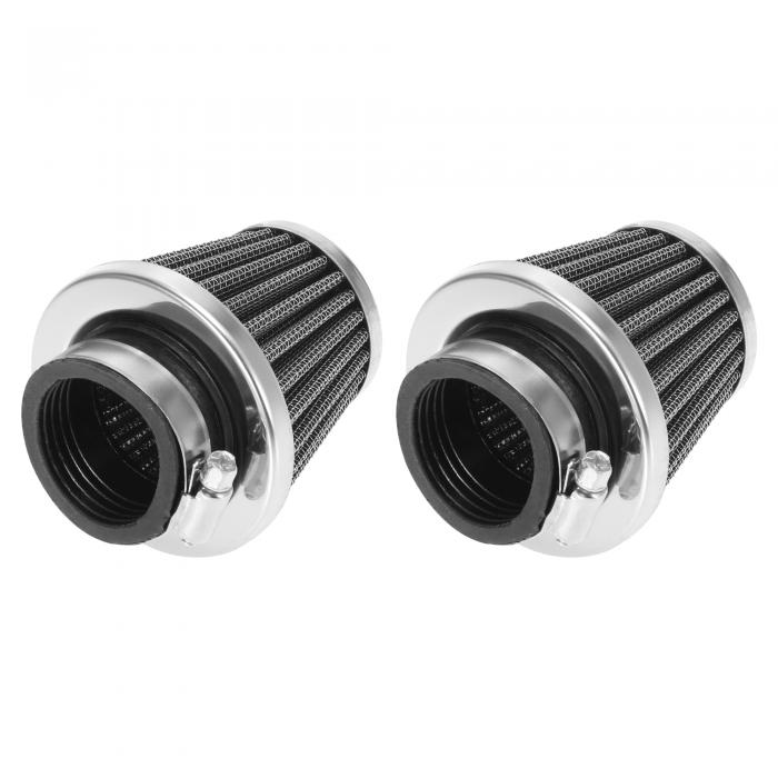 Motoforti エアフィルタークリーナーラウンドテーパー交換 39 mm ユニバーサル 50cc 70cc 90cc 110cc 125ccモーターサイクル用 シルバートーン 2個