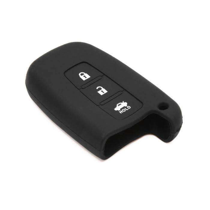 uxcell リモートキーケース ゴム 車のリモートキーカバー ケース 保護 ブラック 現代 ソナタ用 3 ボタン