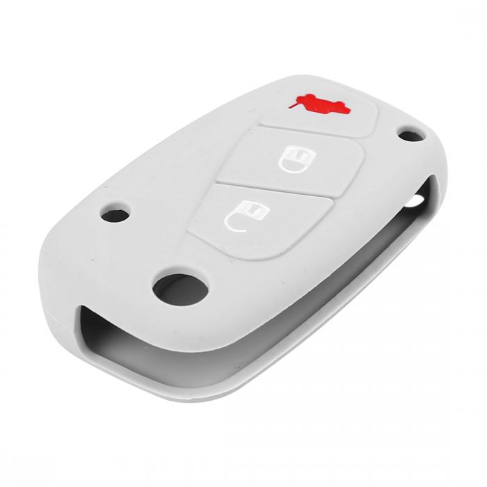 uxcell 車のリモートキーケース キーカバー キーホルダー シリコーン 3ボタン グレー フィアットに対応 ビアッジョ オッティモ フリーモントに適用