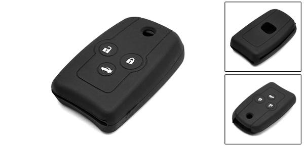 uxcell リモートキーカバー アコード用 3つのボタン ゴム 車用 リモコンキーカバー ケース プロテクター ブラック