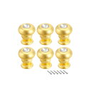 uxcell プルハンドル 引き出しノブ ジュエリーボックス 丸形 シングルホール ゴールドトーン11mmx14mm 6個入り