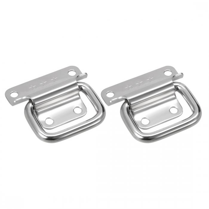 uxcell プルハンドル 201ステンレス鋼 ツールボックス チェスト リング シルバートーン 50 mmx38 mm 2個