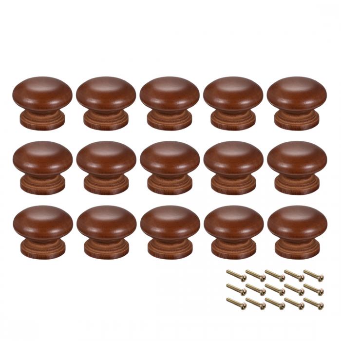 uxcell プルノブ 木材製 ダークレッド カットランドラルノブ ノーススパンダールファームアークリー か..