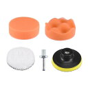 uxcell 車フォームドリル研磨パッドキット 80mm 1個フラット 1個ウェーブスポンジパッドオレンジ 1個ウールパッド 1個フックとループのバッキングパッ...