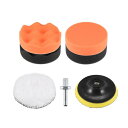 uxcell カーフォームドリル研磨パッドキット 100mm 2個フラット 2個ウェーブスポンジパッド 1個ウールパッド 1個フックとループのバッキングパッド ...