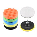 uxcell カーフォームドリル研磨パッドキット 125mm 5個ウェーブ付きスポンジパッド 1個ウールパッド 1個フックとループのバッキングパッド M14ドリ...