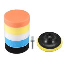 uxcell フォームドリル研磨パッドキット 100 mm 5個フラットスポンジパッド 1個フックとループバッキングパッド M10ドリルアダプター付き ボート用