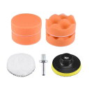 uxcell カーフォームドリル研磨パッドキット 80mm フラット2個 ウェーブスポンジパッドオレンジ2個 ウールパッド1個 フックとループのバッキングパッド...