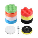 uxcell カーフォームドリル研磨パッドキット 80mm 7個ウェーブスポンジパッド 1個ウールパッド 1個フックとループのバッキングパッド M10ドリルアダ...