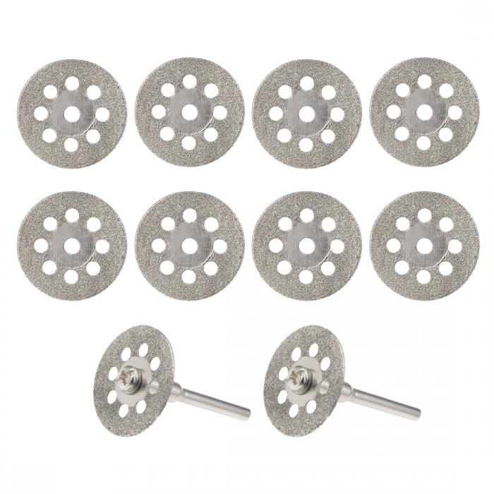 uxcell ダイヤモンドカッティングホイール 22mm 9ホール カットオフディスク 2個マンドレル付き 10個入り
