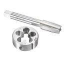 uxcell メトリックタップとダイセット HSS マシンねじタップ 合金工具 鋼 ラウンドねじダイ付き M16x2 mm(4)