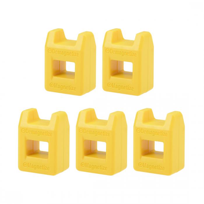 uxcell マグネタイザー消磁装置 プラスチック製 イエロー スキュードライバービットチップ スクリュードライバーマグネット 5個入り