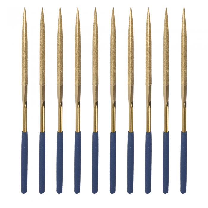 uxcell 砥石ヤスリセット チタニウムコート 3 mm x 140mm 三角形ヤスリ メタル 木 石 グラス用 10個入