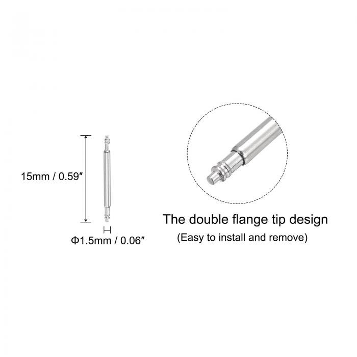 uxcell 時計バンドピン交換キット ステンレス鋼 15 mm 時計スプリングバーピン 4個 直径1.5 mmスプリングバー取り外しツール付き 3