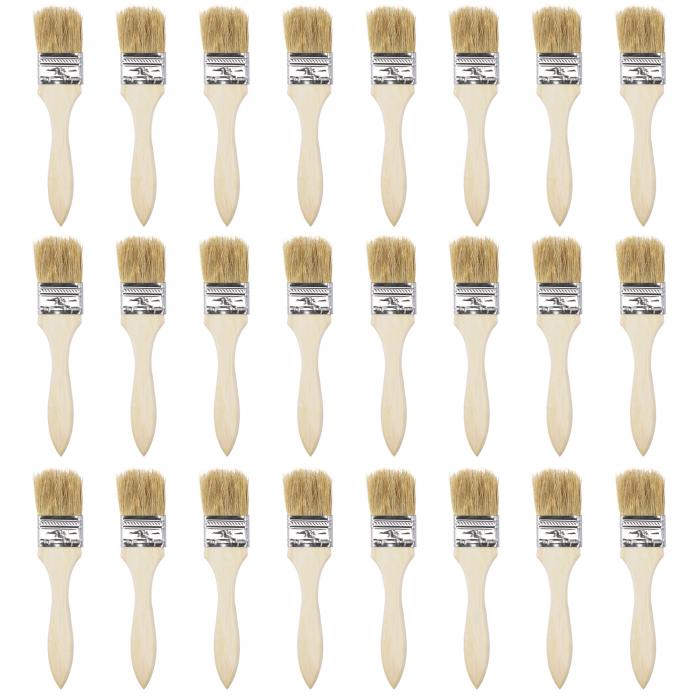 uxcell ペイントブラシ 剛毛 フラットエッジ ウッドハンドル ウォールトリートメントツール付き ペイントワニス接着剤用 24個入り