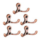 uxcell レトロダブルウォールフック ブロンズ ネジ付き 30mm x 55mm x 29mm 5個入り