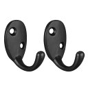 uxcell レトロウォールフック ブラック ネジ付き 38mm x 25mm x 42mm 2個入り